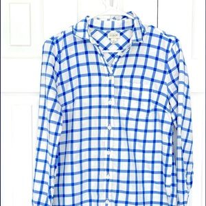 Jcrew windowpane plaid lightweight flannel shirt size extra small, blue/white